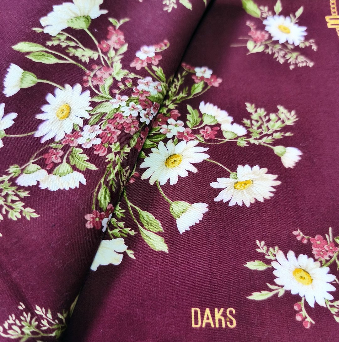 DAKS 古董手帕 口袋巾 宇宙花 20.5 x 19.5 英寸 - 手帕/方巾 - 棉 红色