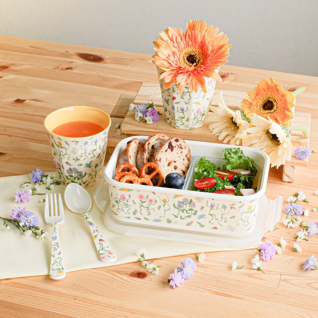 The Potters Home SQUARE LUNCH BOX 7.75" (Spoon&Fork) BLOSSOM - 便当盒/饭盒 - 其他材质 黄色