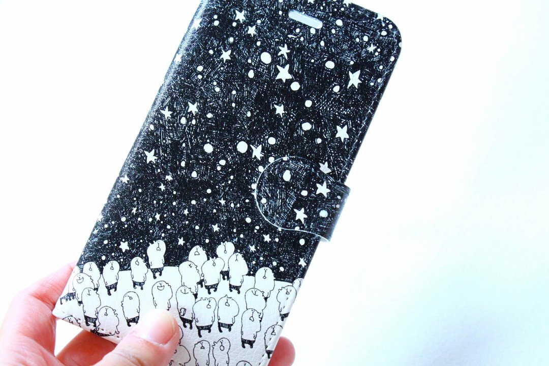 Pocket diary type Smartphone iphonecase　Starry sky - 手机壳/手机套 - 塑料 黑色