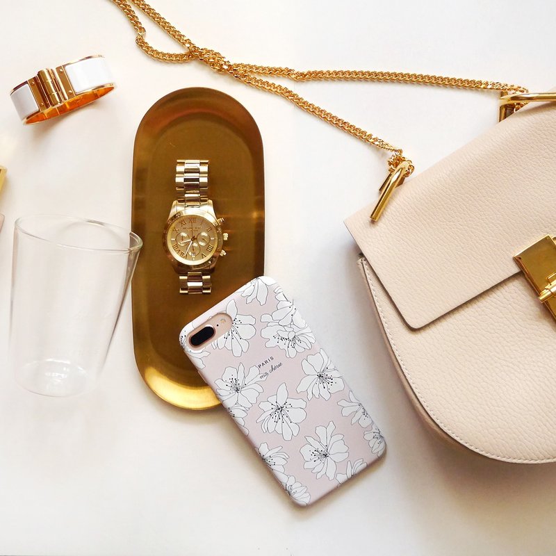 午后茶花手机壳 - 手机壳/手机套 - 硅胶 卡其色