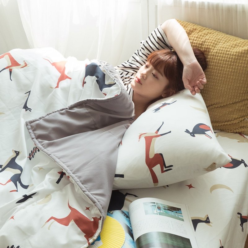 独家 -马与狐狸的对话(床包插画) 四季磨毛布 【超取限一组】 - 寝具 - 聚酯纤维 白色