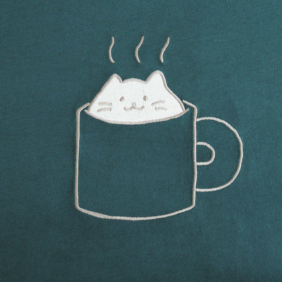 猫汤杯杯 T 恤：绿色 - 女装 T 恤 - 棉 绿色