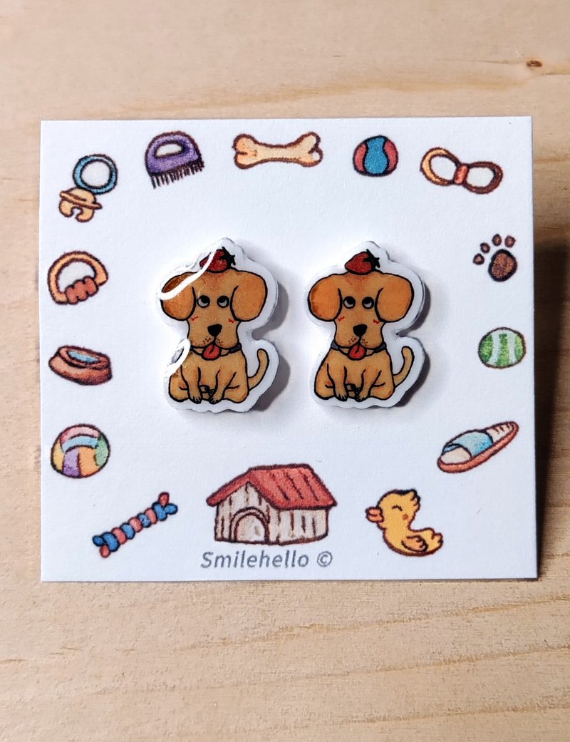 耳针/耳夹/耳环 手工制作 拉布拉多 - 一对 - 耳环/耳夹 - 其他材质 多色