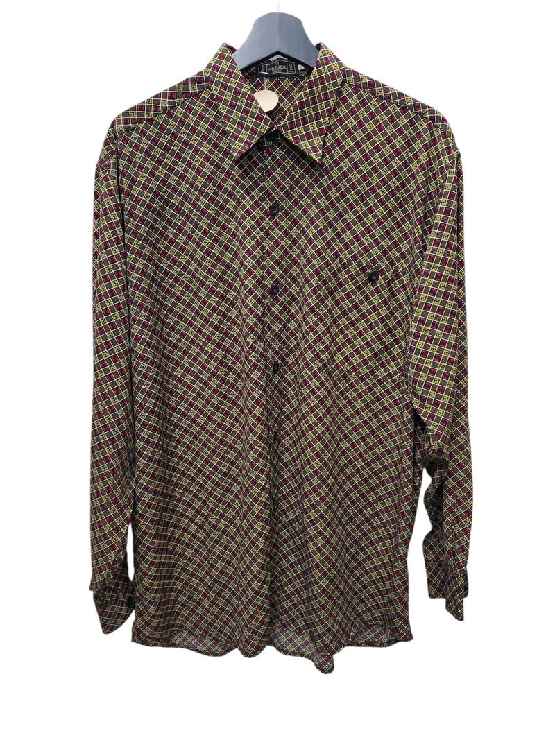 意大利制 Fendi 老花logo图腾 雪纺 长衬 L号 近全新 - 男装衬衫 - 棉．麻 多色