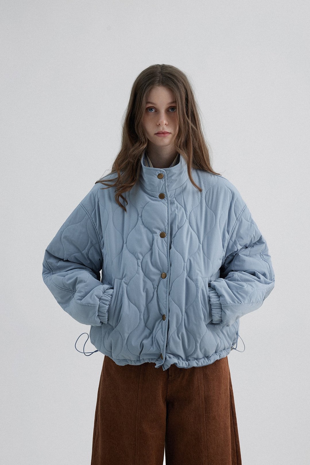 哥哈下雪的一天 正反两穿灯芯绒棉服上衣 羽绒服外套 - 女装上衣 - 其他材质 蓝色