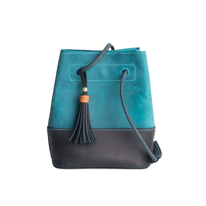 DIY材料包 真皮质感拼接色水桶包 附流苏 M1-055 - 皮件 - 真皮 多色