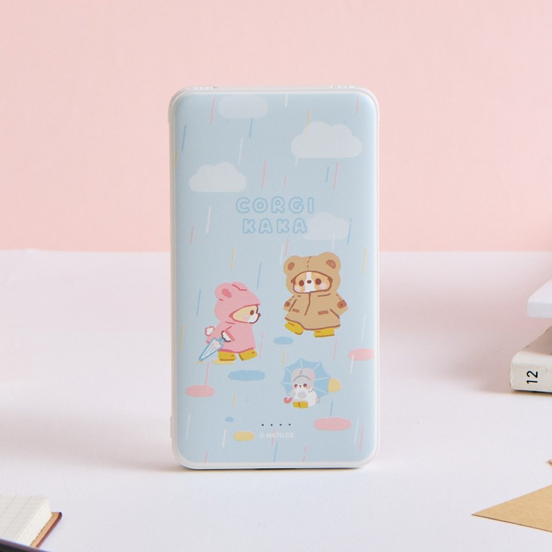 柯基犬卡卡下雨天双线快充10000mAh行动电源 - 充电宝/传输线 - 塑料 多色