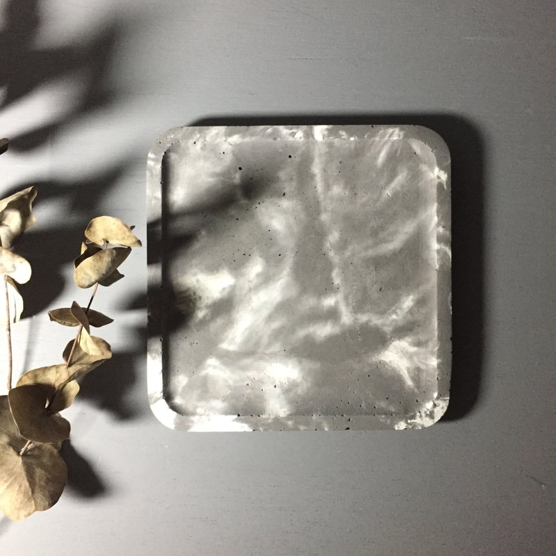 雷暴 - 水泥正方形置物碟 - 收纳用品 - 水泥 灰色