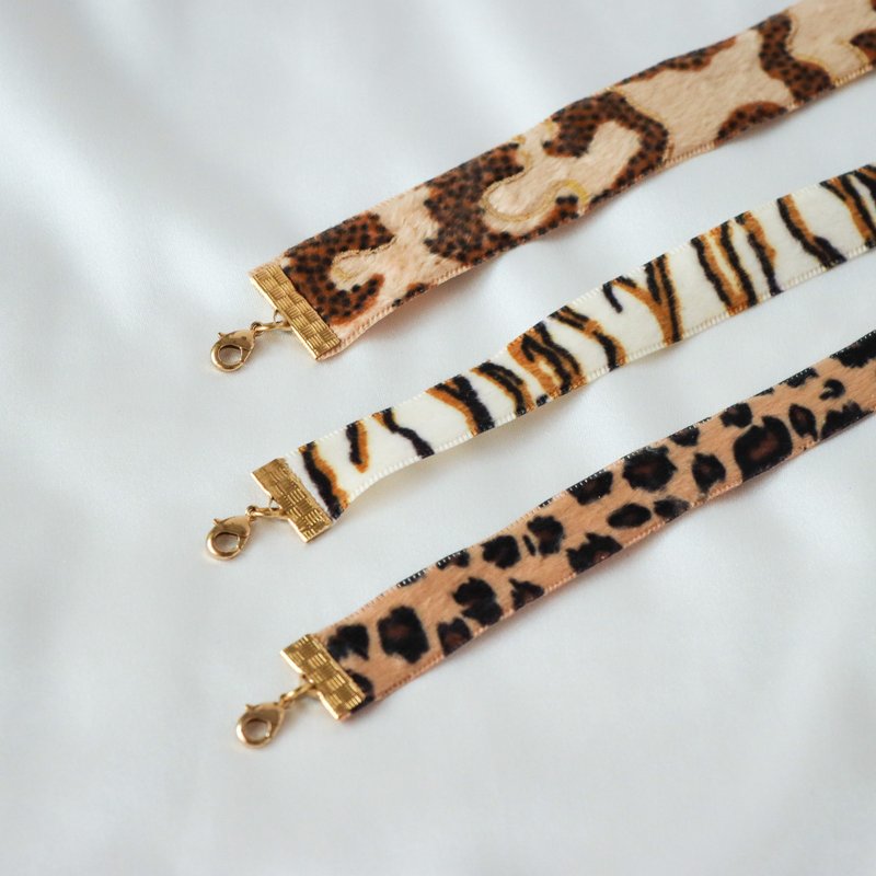 fillings 动物纹绒布颈链 | 捷豹/老虎/猎豹 - 颈链 - 其他材质 多色