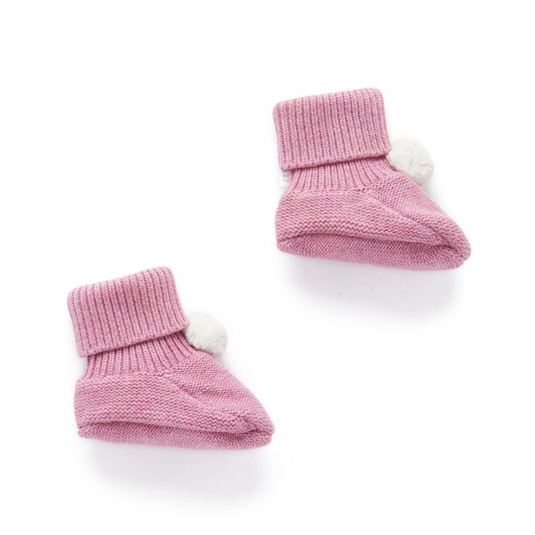 澳洲Purebaby有机棉婴儿/新生儿 针织短袜 0-6M 粉红色 - 婴儿袜子 - 棉 