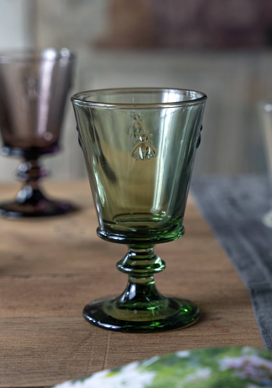 蜜蜂低脚杯 祖母绿 - 酒杯/酒器 - 玻璃 透明
