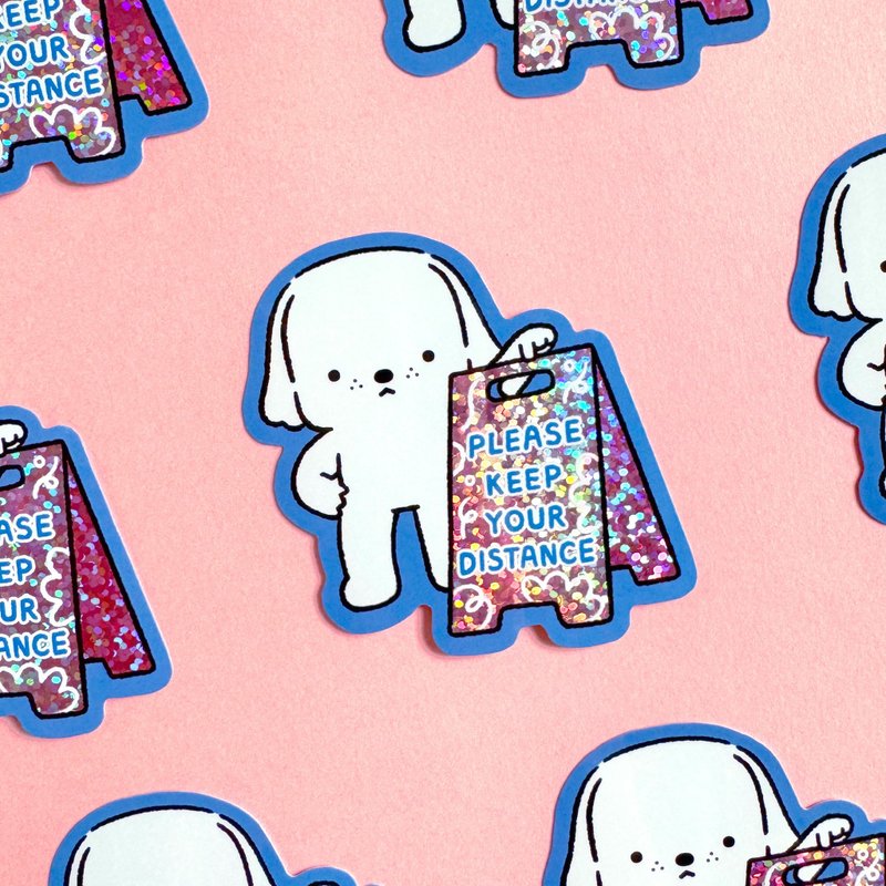 模切贴纸 - 请保持距离 - 贴纸 - 防水材质 