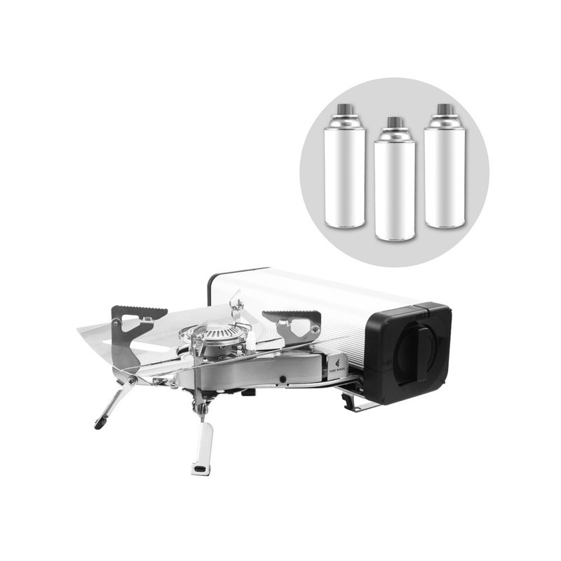 【Iwatani岩谷】Forewind折叠卡式瓦斯炉-2.2kW-银色-赠瓦斯罐3入 - 露营用品 - 其他材质 银色