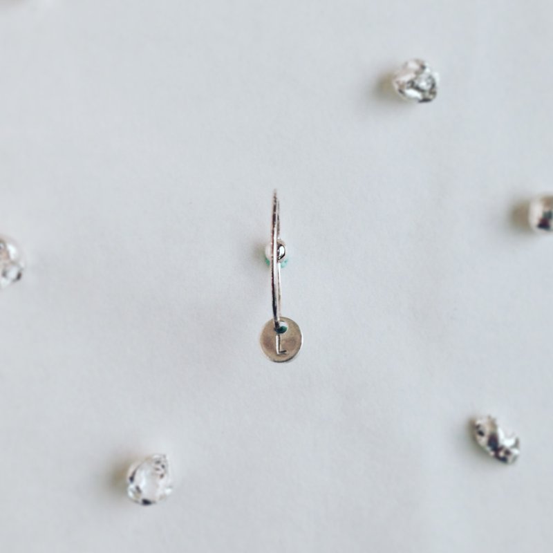 手打钢印英文 数字 .925纯银耳环 单只贩售 定制化 - 耳环/耳夹 - 其他金属 银色