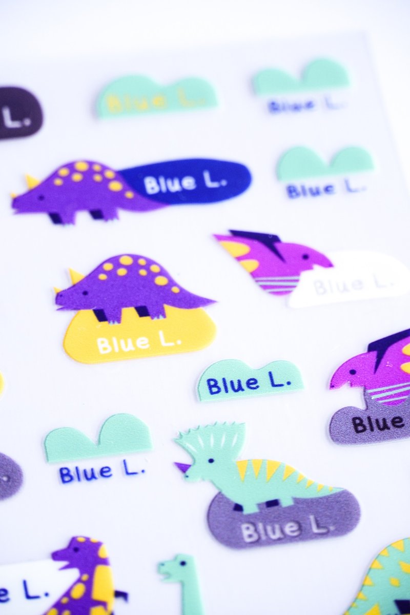 Pink and Blue 可爱恐龙立体姓名贴纸 防水贴纸 - 贴纸 - 其他材质 