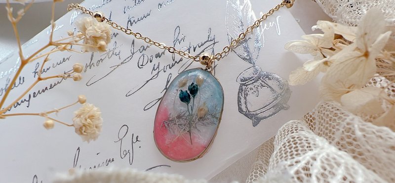 | 梦の记忆 | 气质日系花手作原创项链 滴胶 粉 白 蓝 礼盒包装 - 项链 - 其他材质 多色