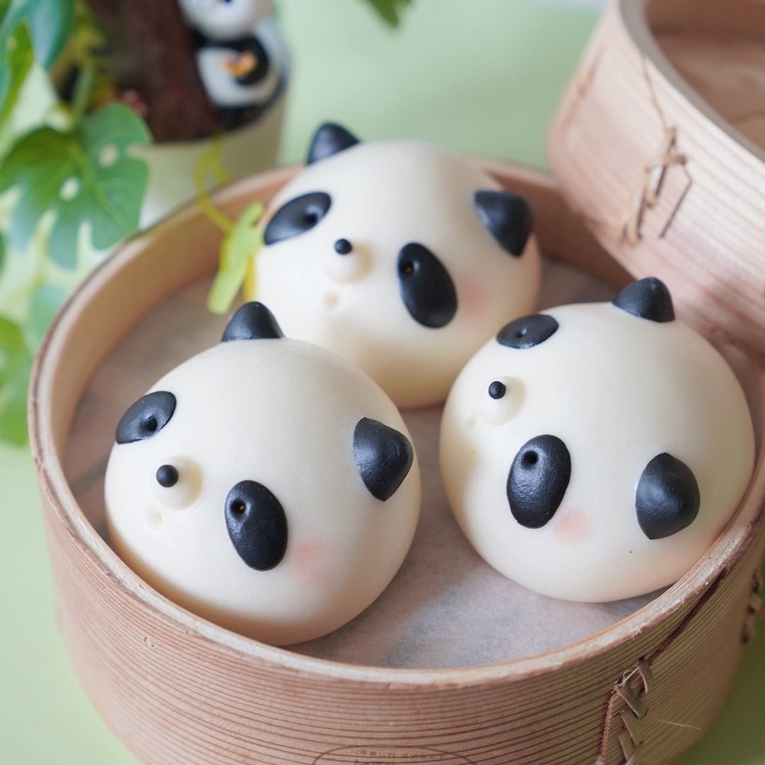 美姬馒头 可爱猫熊鲜乳造型芝麻包 一盒6入 - 其他 - 其他材质 