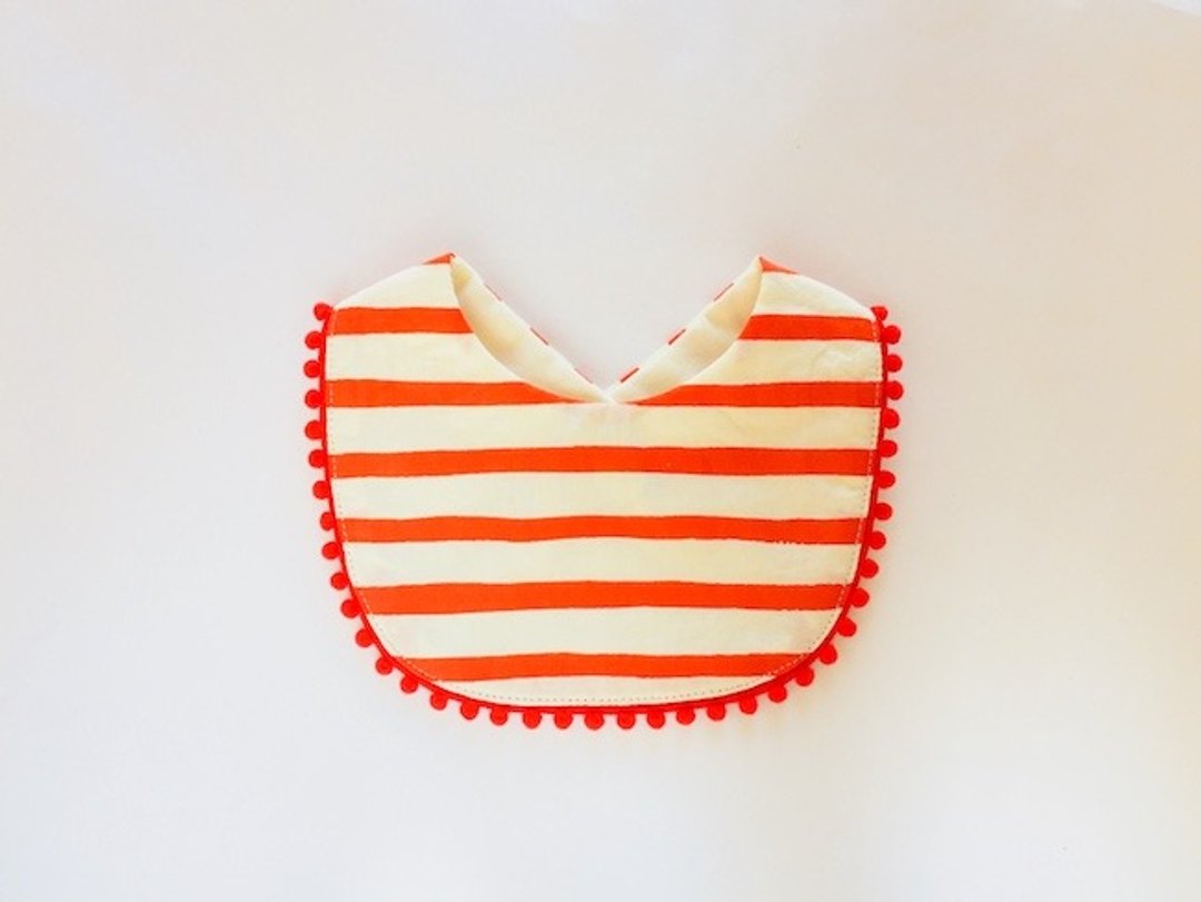Organic Cotton Tie Striped Red and White - 围嘴/口水巾 - 棉．麻 红色