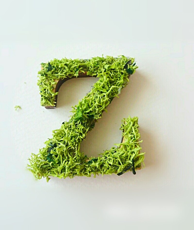 Wooden Alphabet Object (Moss) 5cm/Zx 1 piece - 摆饰 - 木头 绿色