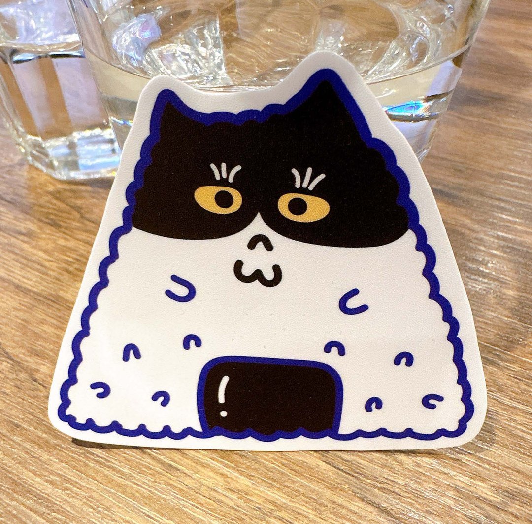 御饭团 奔驰猫の防水贴纸  (行李箱/笔电适用)  Waterproof stick - 贴纸 - 防水材质 黑色