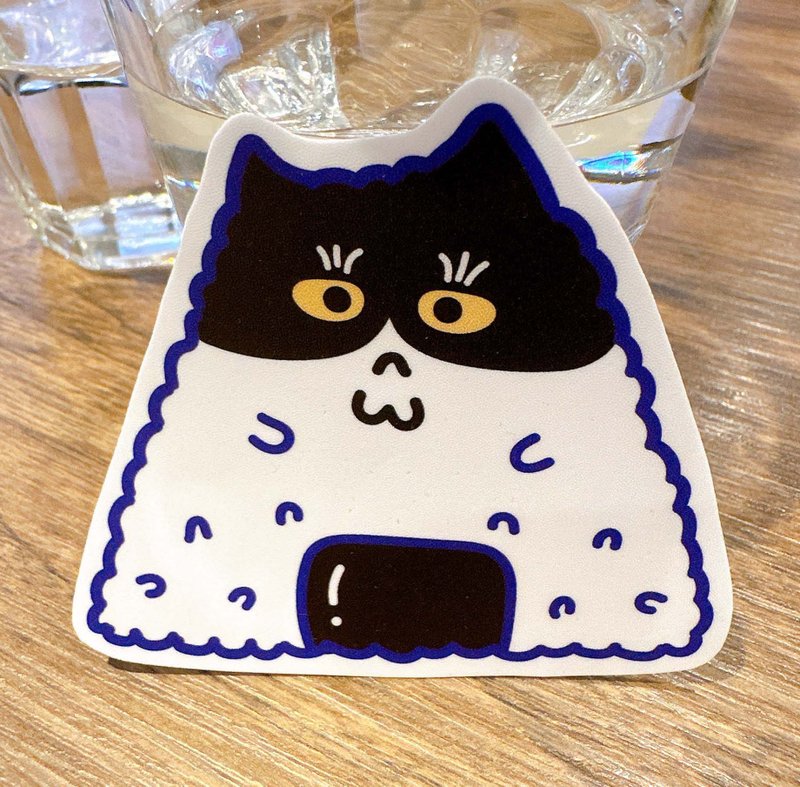 御饭团 奔驰猫の防水贴纸  (行李箱/笔电适用)  Waterproof stick - 贴纸 - 防水材质 黑色