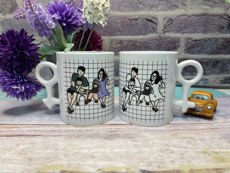 环岛旅行纪念马克杯 家人专属插画礼物 定制手绘杯子 限定符号杯 - 其他杯子 - 瓷 粉红色