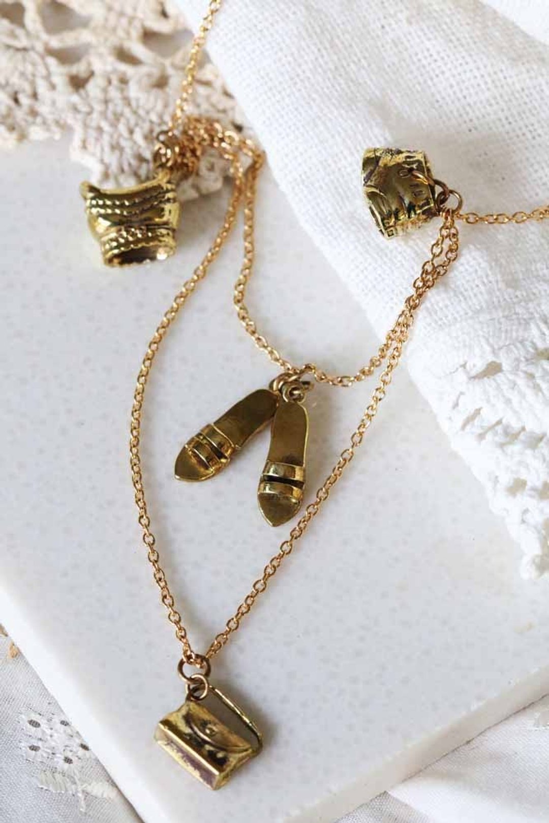 Girl Fashion Set Charm Necklace by linen. - 项链 - 其他金属 