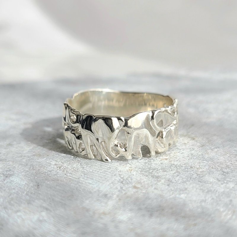Lucky Elephant herd RING / Silver925 - 戒指 - 纯银 银色