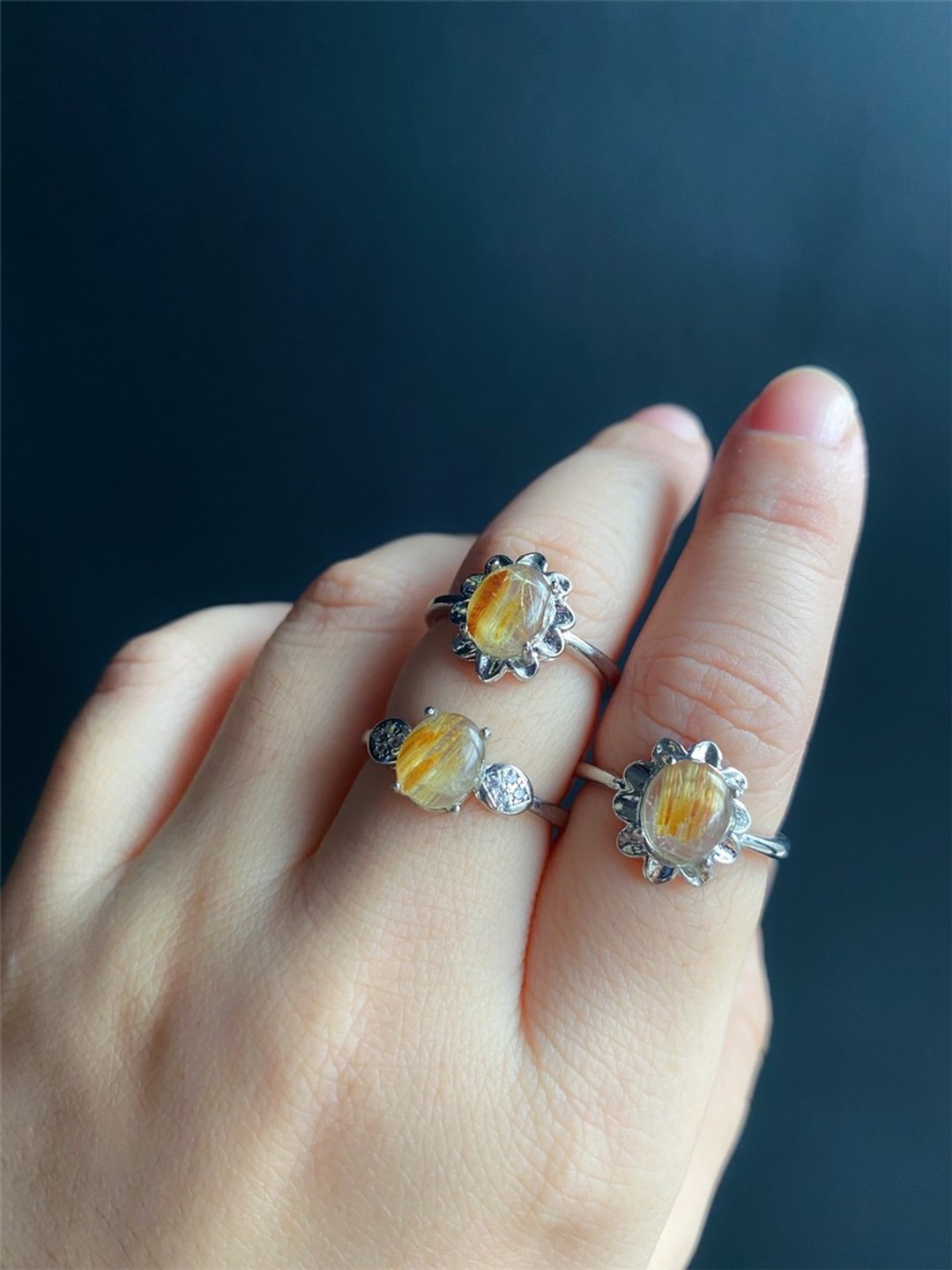 【售出】夏日钛晶 戒指 招财 聚财 旺财 S925银戒台 活动戒围可调 - 戒指 - 水晶 黄色