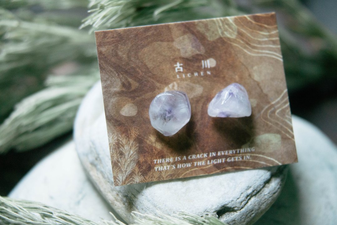 CRACK | 矿物系耳环 |  EARRINGS - 耳环/耳夹 - 玉石 紫色