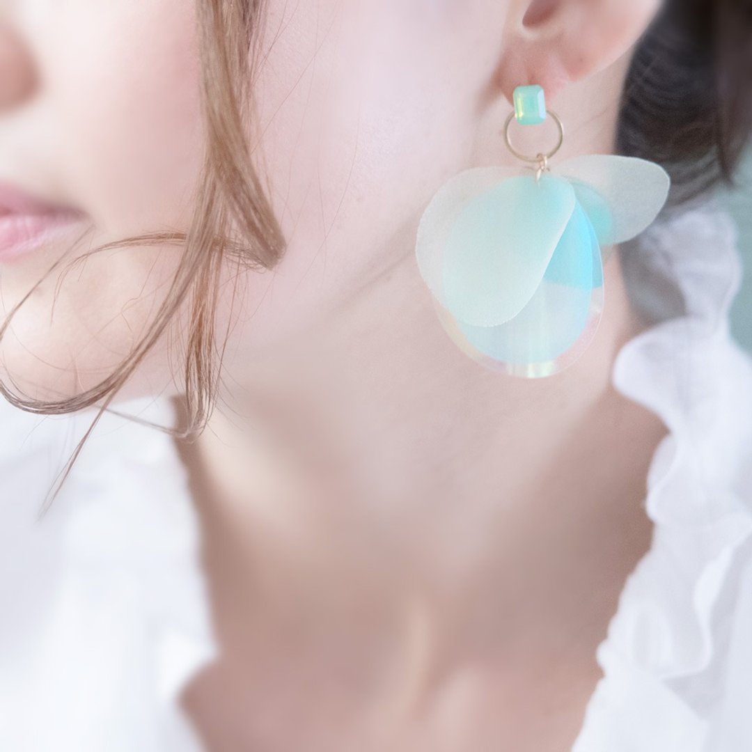 Tink || Earrings / Clip-On || Green - 耳环/耳夹 - 铜/黄铜 绿色
