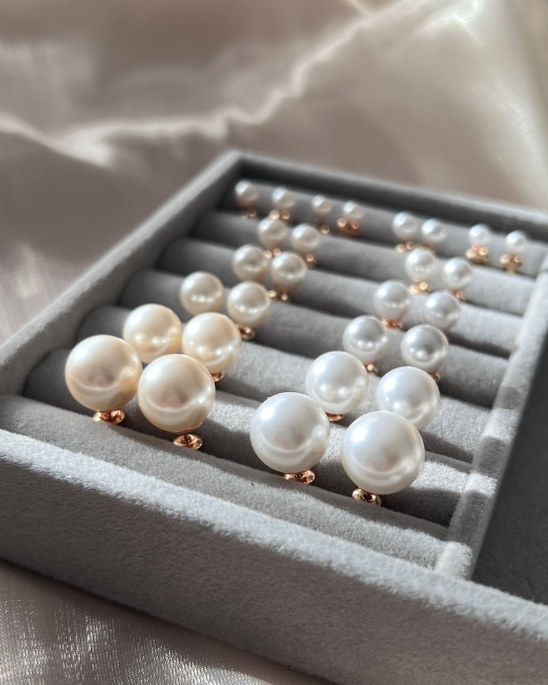 Wonderful _ 925纯银 单颗珍珠耳环 双色可选 尺寸齐全 优质百搭 - 耳环/耳夹 - 纯银 金色