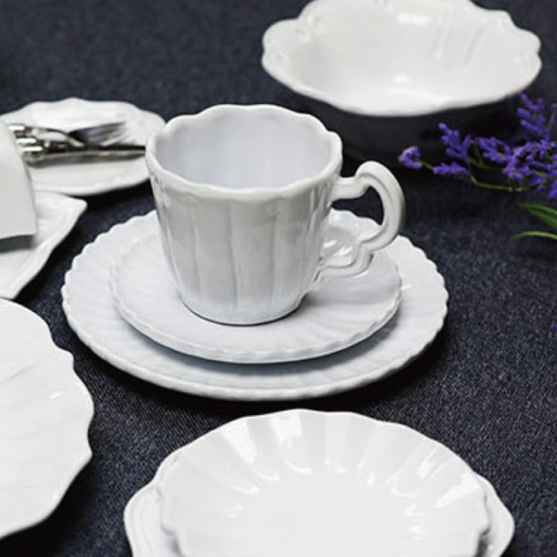 意大利VBC casa 白色贝壳系列250ml马克杯(8.4盎司/7.7cm) - 咖啡杯/马克杯 - 陶 白色