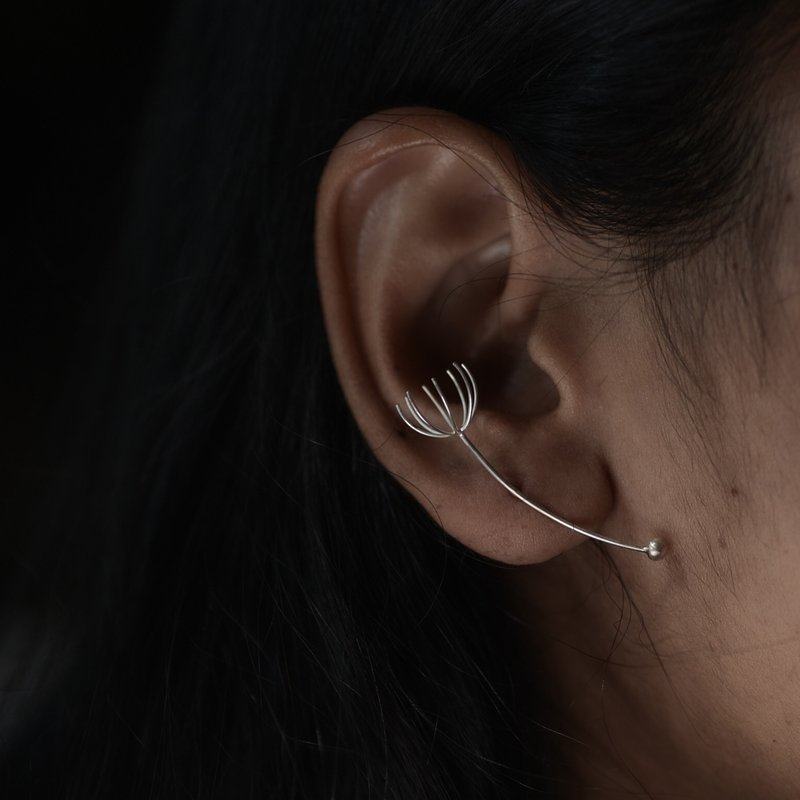 Tampopo silver ear stud - 耳环/耳夹 - 纯银 银色