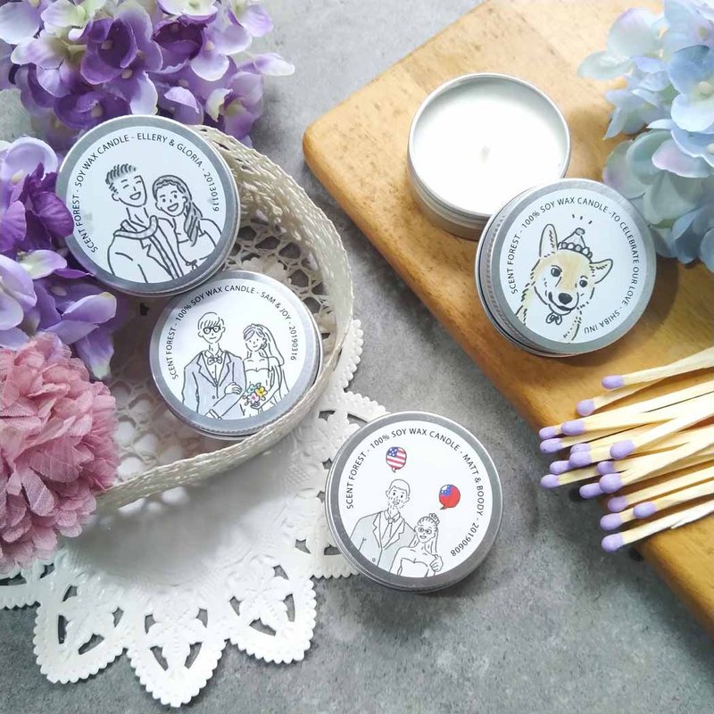 【订制】大豆蜡烛 - 30g小蜡烛 定制插画 婚礼小物 弥月礼 礼赠品 - 喜帖 - 蜡 粉红色