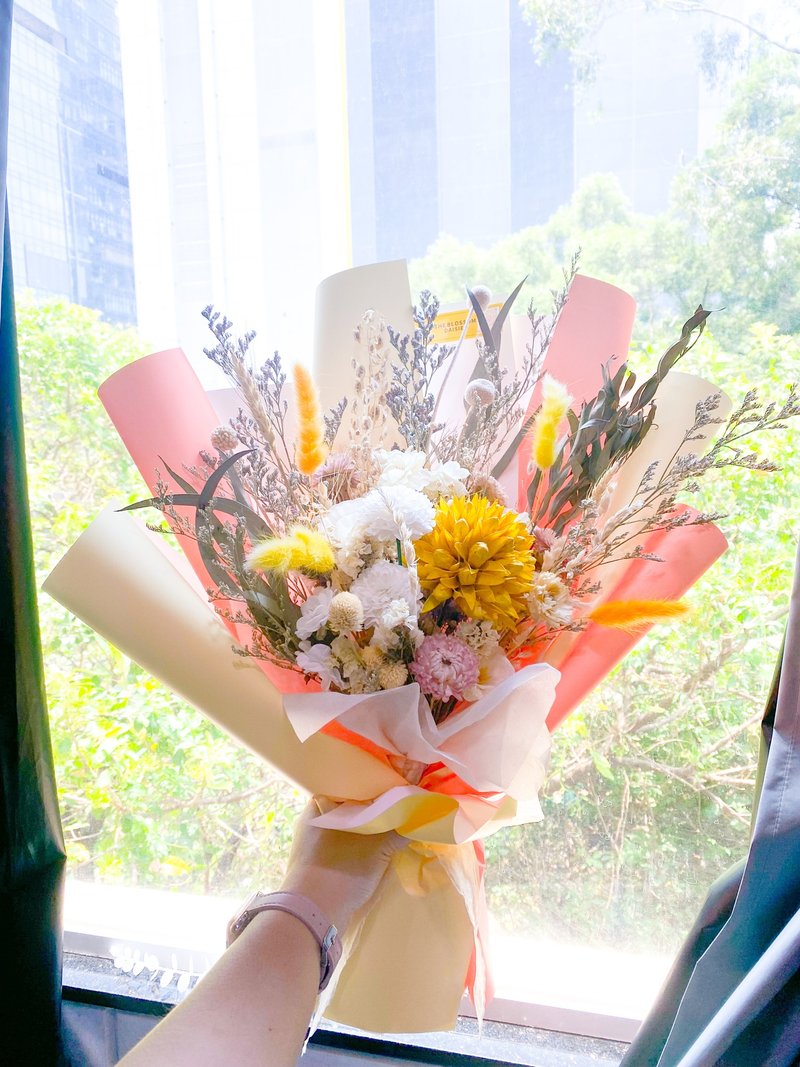 黄色大花花花束 (m size) - 干燥花/捧花 - 植物．花 黄色