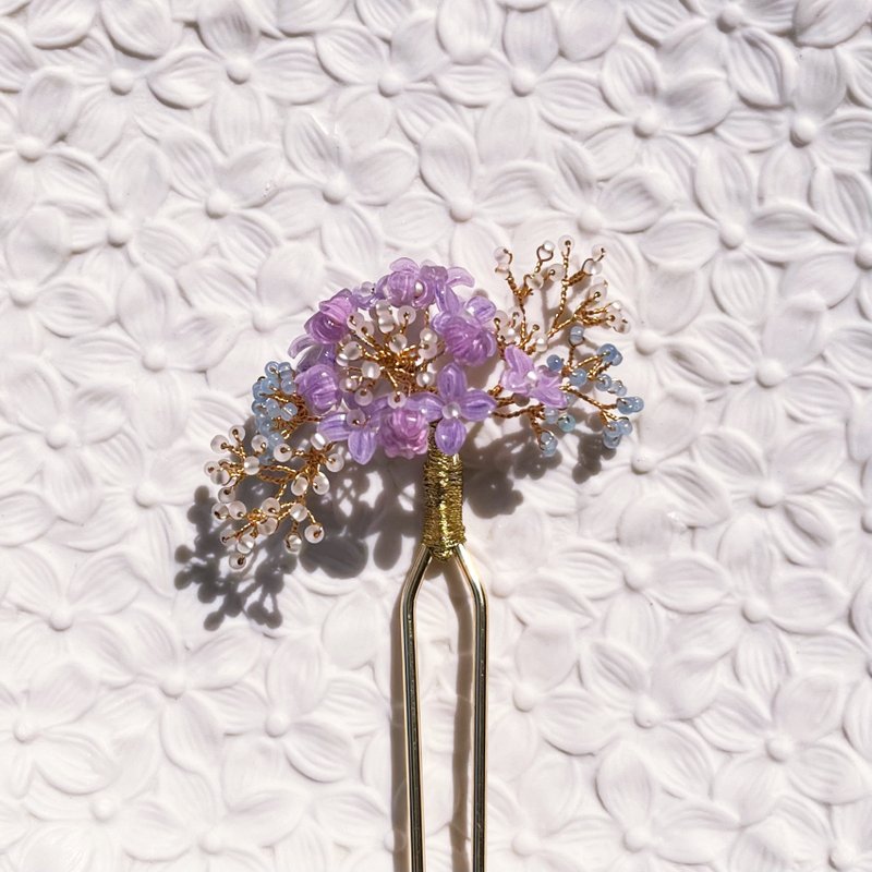 【莳花集】紫色绣球花。发簪。树脂花饰。新娘头饰。六月诞生花 - 发饰 - 树脂 紫色