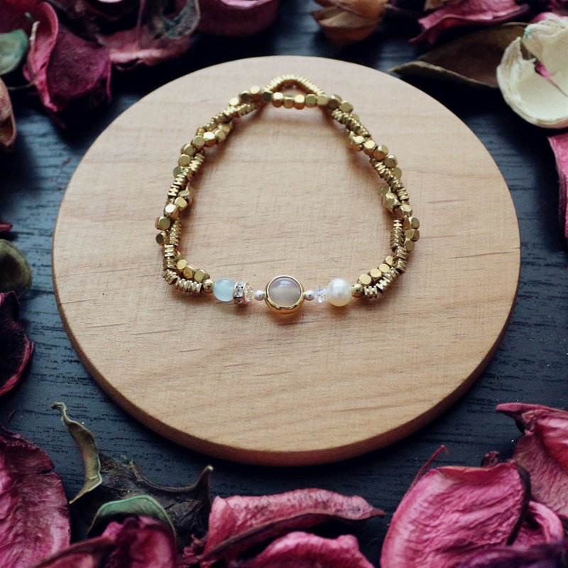 洛可可系列-恣意的宫廷画师*Souphenir*天然石黄铜手链 - 手链/手环 - 其他金属 灰色