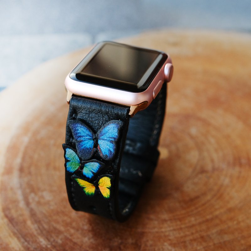 Apple Watch Band 38mm 42mm 40mm 44mm, HandStitched Handmade - 表带 - 真皮 黑色