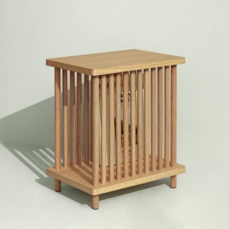 【Hübsch】－880909 北欧风橡木栅栏设计床边收纳柜 边几 茶几 - 餐桌/书桌 - 木头 卡其色
