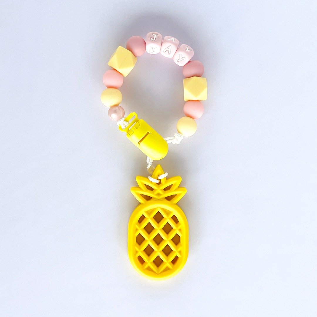jay 黄色凤梨固齿器 / 定制化奶嘴链 - 玩具/玩偶 - 其他材质 多色