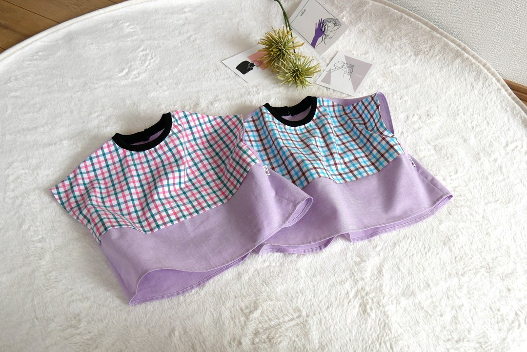 Children's clothing check short-sleeved blouse - 童装上衣 - 棉 多色