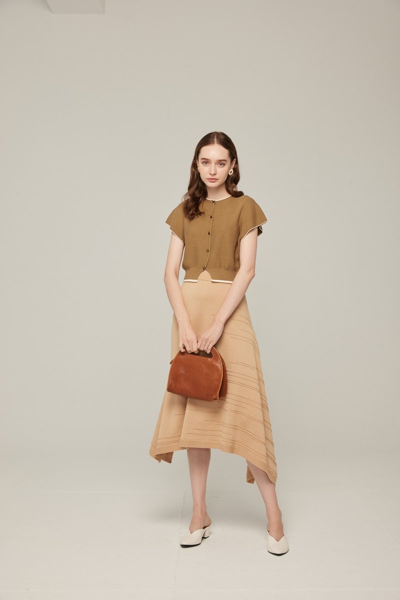 开襟条纹上衣 (22S2TP02) - 女装针织衫/毛衣 - 棉．麻 