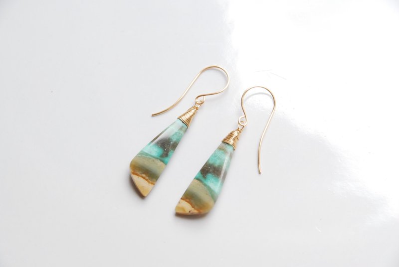 欧泊木耳环 No.7 14KGF - 耳环/耳夹 - 半宝石 多色