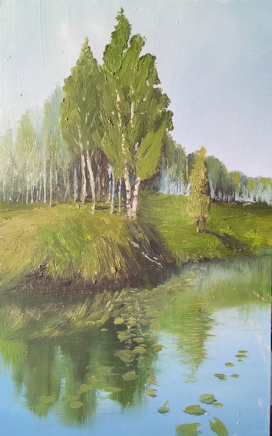 桦树画风景原创艺术雨后河川场景墙 - 插画/绘画/写字 - 其他材质 