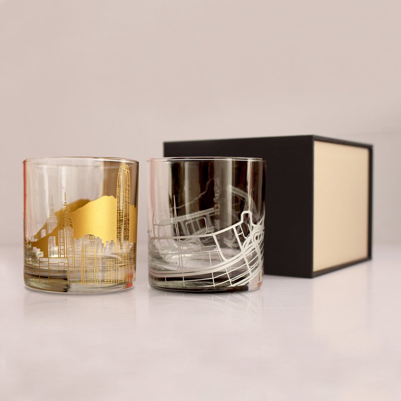 定制化| Hong Kong地图杯对杯移民礼物伴手礼 包含名字日期订制 - 酒杯/酒器 - 玻璃 