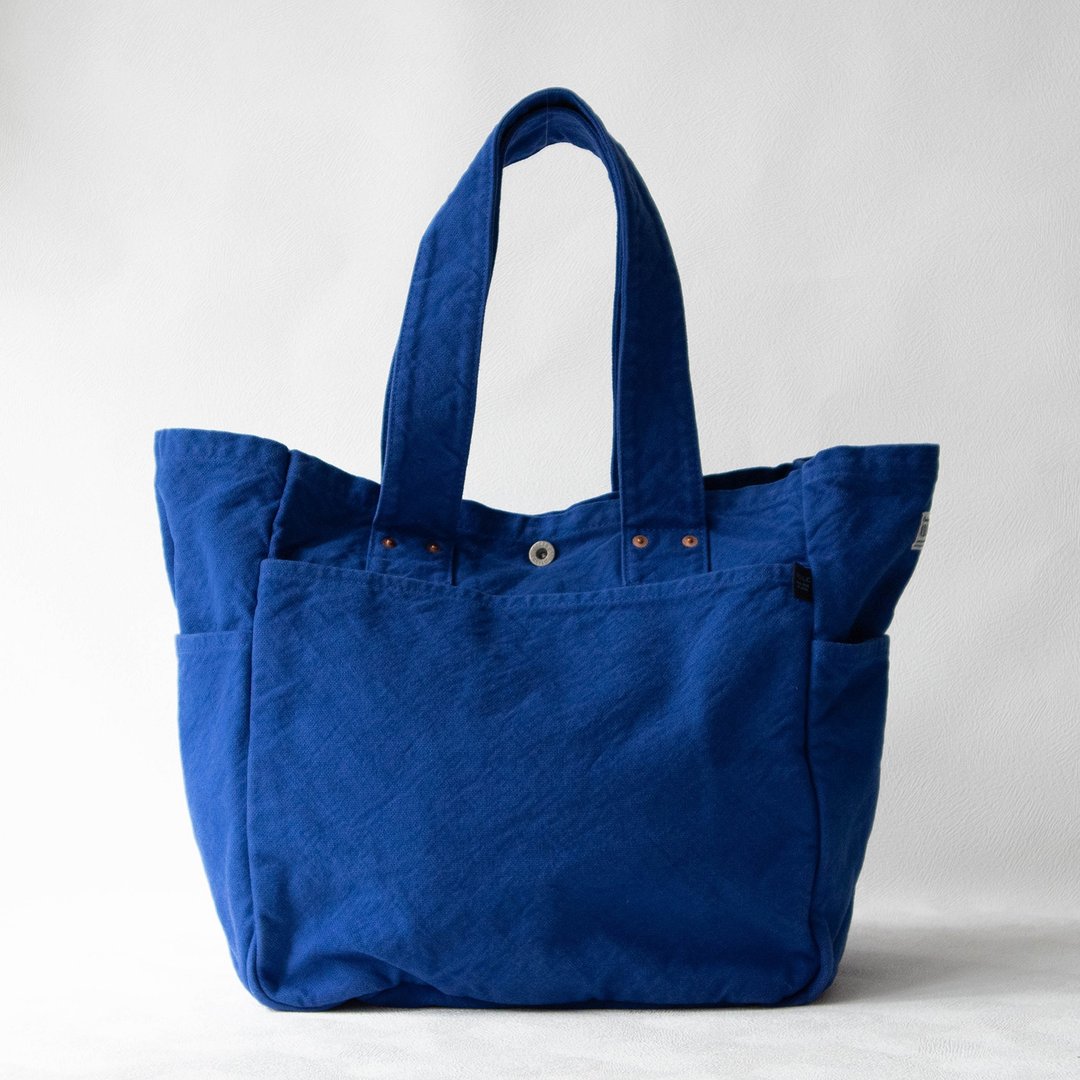 Work Tote Bag L [Ruri] (VC-3L) - 手提包/手提袋 - 棉．麻 蓝色