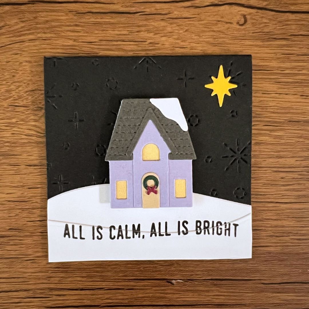 ALL IS CALM, ALL IS BRIGHT 小屋 圣诞卡 紫 - 卡片/明信片 - 纸 紫色