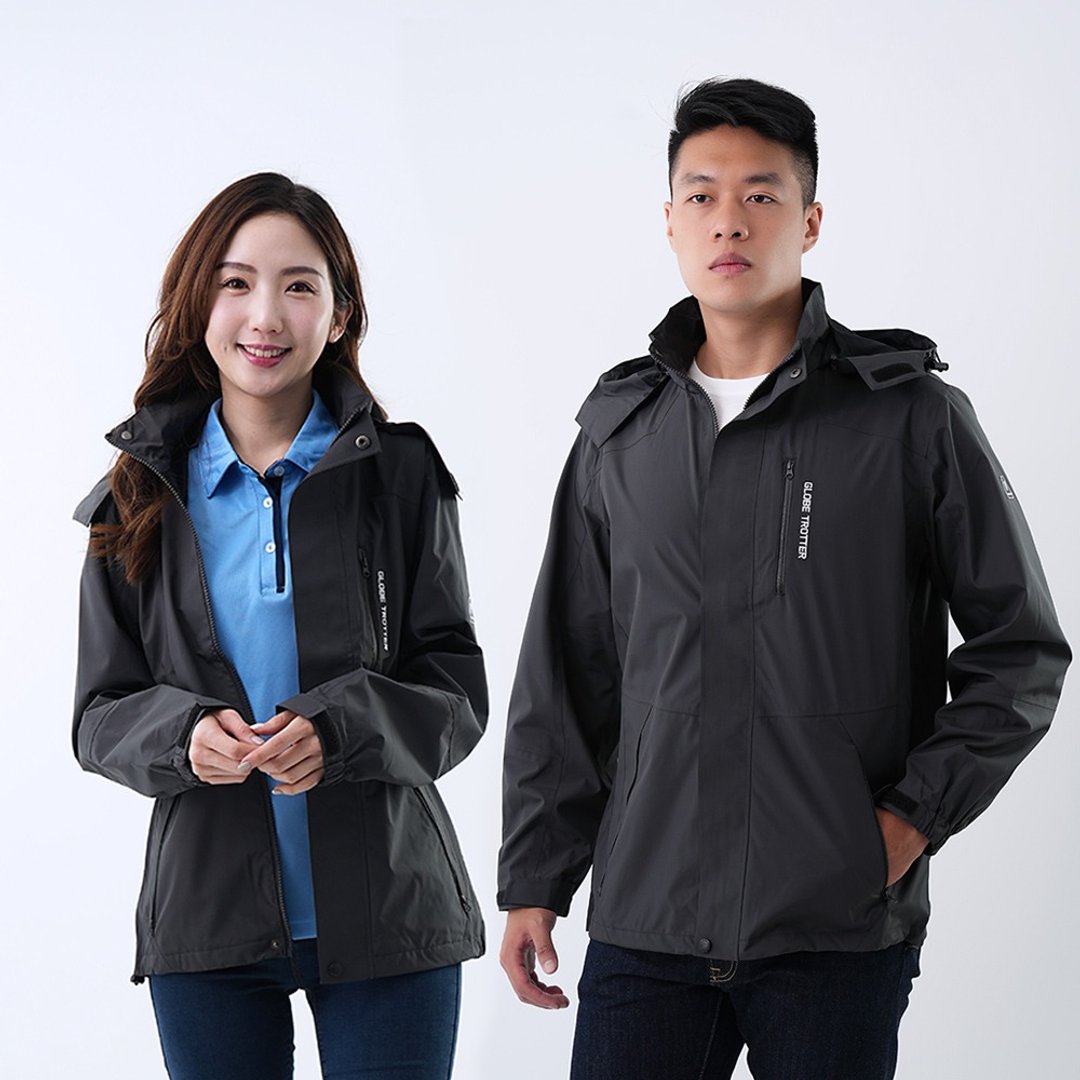 游遍天下 GLOBETEX男女款防水防风机能连帽外套 GJ13003 / 石墨灰 - 男装外套 - 聚酯纤维 灰色