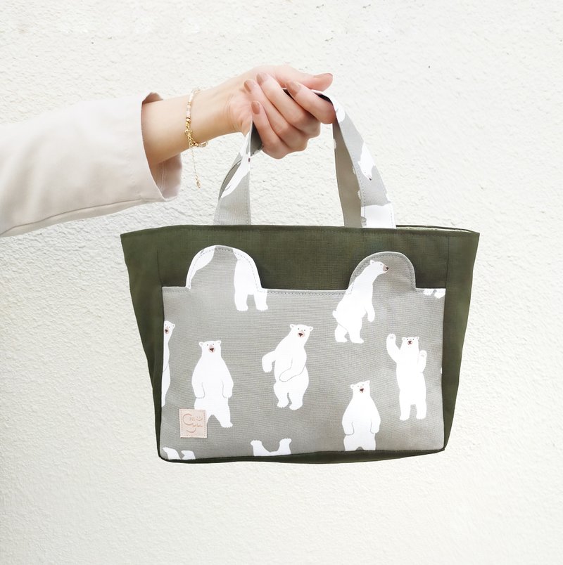 哈啰北极熊 小餐包/便当袋/餐袋/野餐袋/手提袋 - 手提包/手提袋 - 棉．麻 